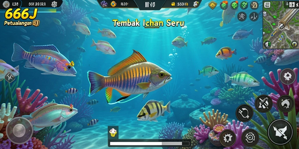 Screenshot gameplay 666J menampilkan aksi menembak ikan yang seru.