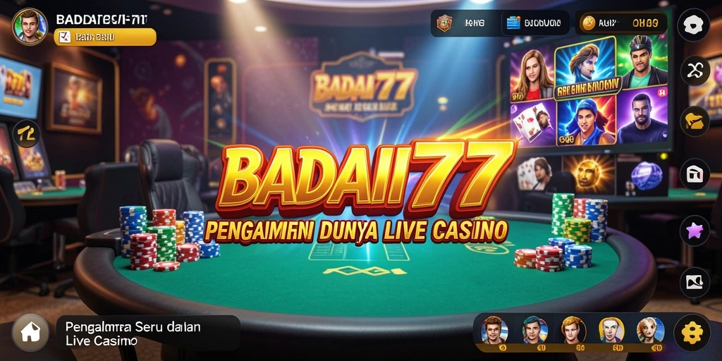 Screenshot utama BADAI777 menampilkan dealer profesional dan meja permainan langsung.