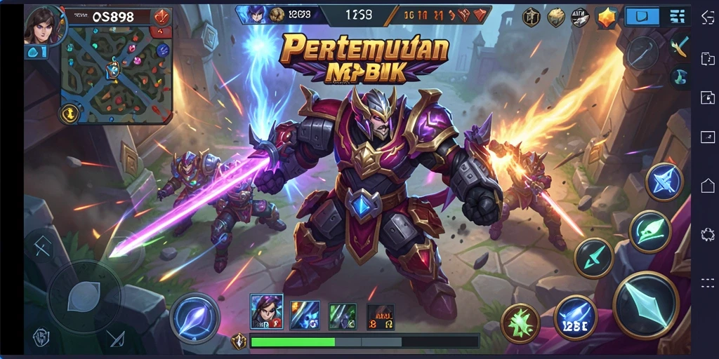 Tampilan gameplay MOBA yang seru dan mendebarkan.