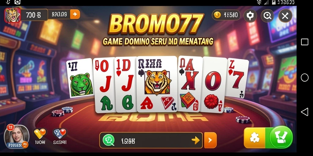 Tampilan utama gameplay <strong>BROMO77</strong> menampilkan suasana domino yang mengasyikkan.