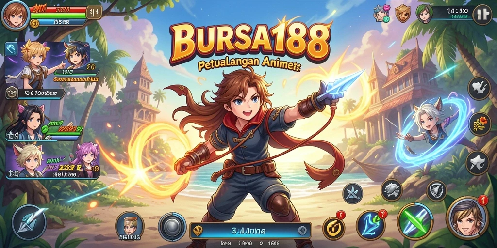 Tampilan gameplay BURSA188 yang penuh warna dan karakter anime.