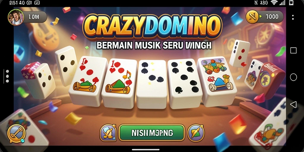 Tampilan seru gameplay CRAZYDOMINO dengan irama musik.