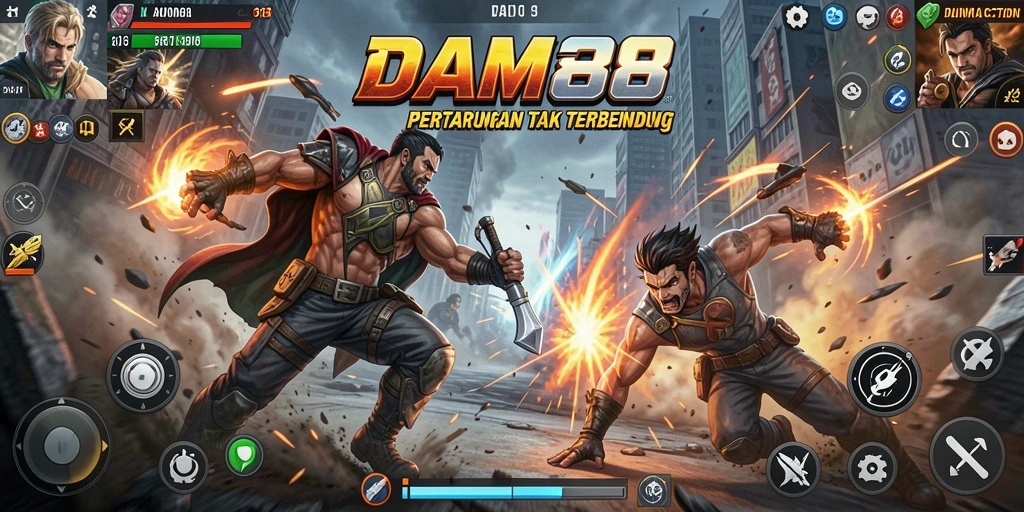Tangkapan layar menunjukkan serangan spektakuler dalam gameplay Action.