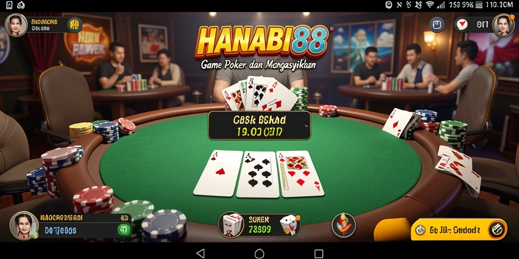 Tangkapan layar gameplay Poker yang intens dan mengasyikkan.