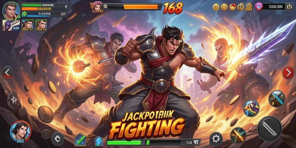 Tangkapan layar JACKPOT168 menampilkan aksi bertarung seru dalam game.