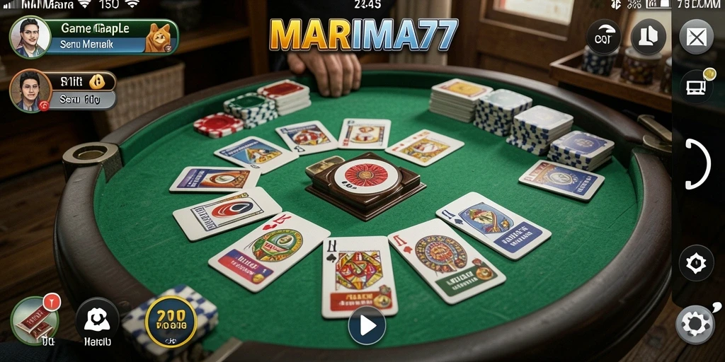 Screenshot gameplay MARIMA77 yang menunjukkan keseruan bermain Gaple.