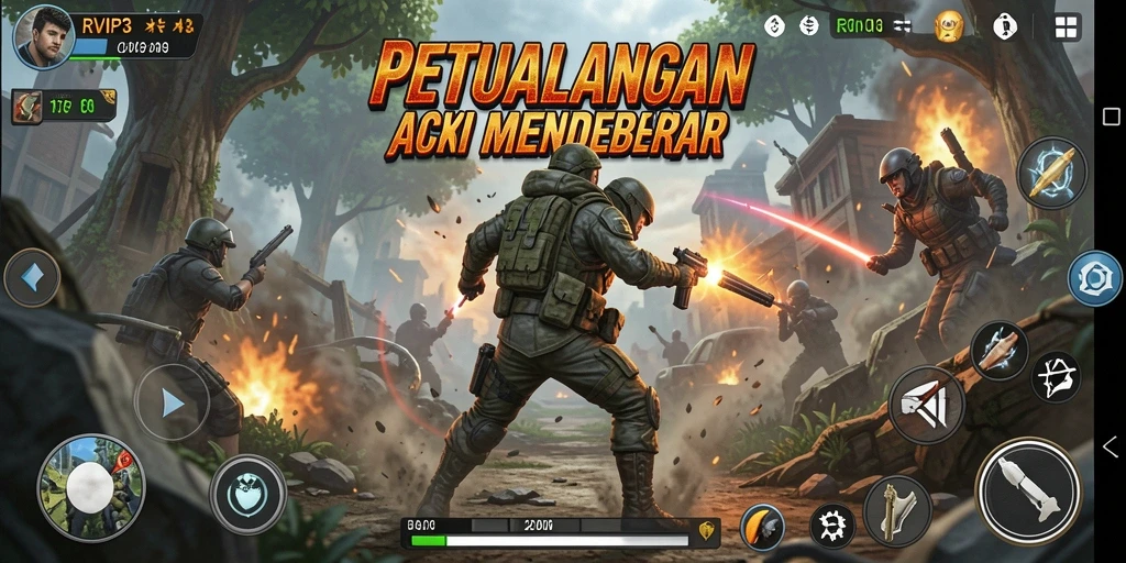 Screenshot menunjukkan aksi mendebarkan dalam gameplay RVIP3.
