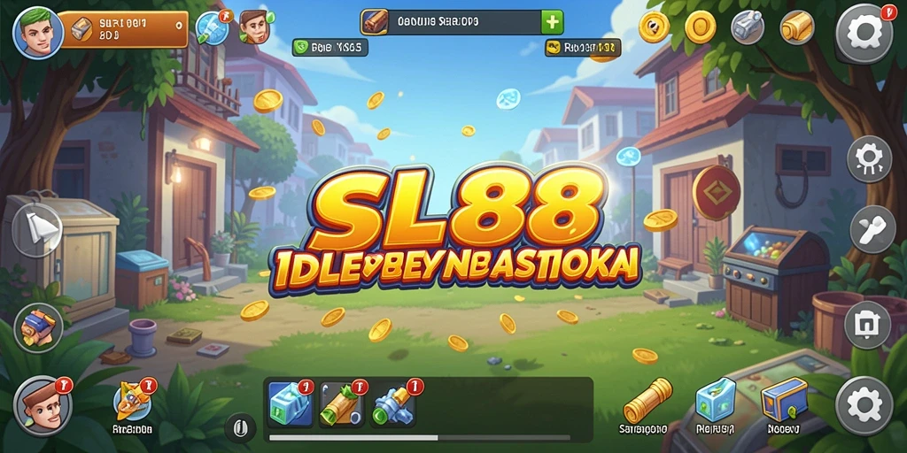 Tampilan gameplay <strong>SL888</strong> dengan karakter yang aktif dan sumber daya yang berkembang.